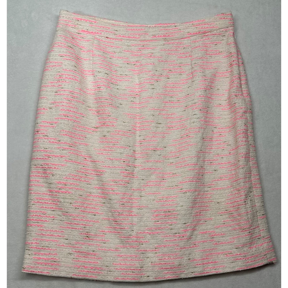 Lilly Pulitzer Pink White Gold Metallic Tweed Pencil Skirt Size 10